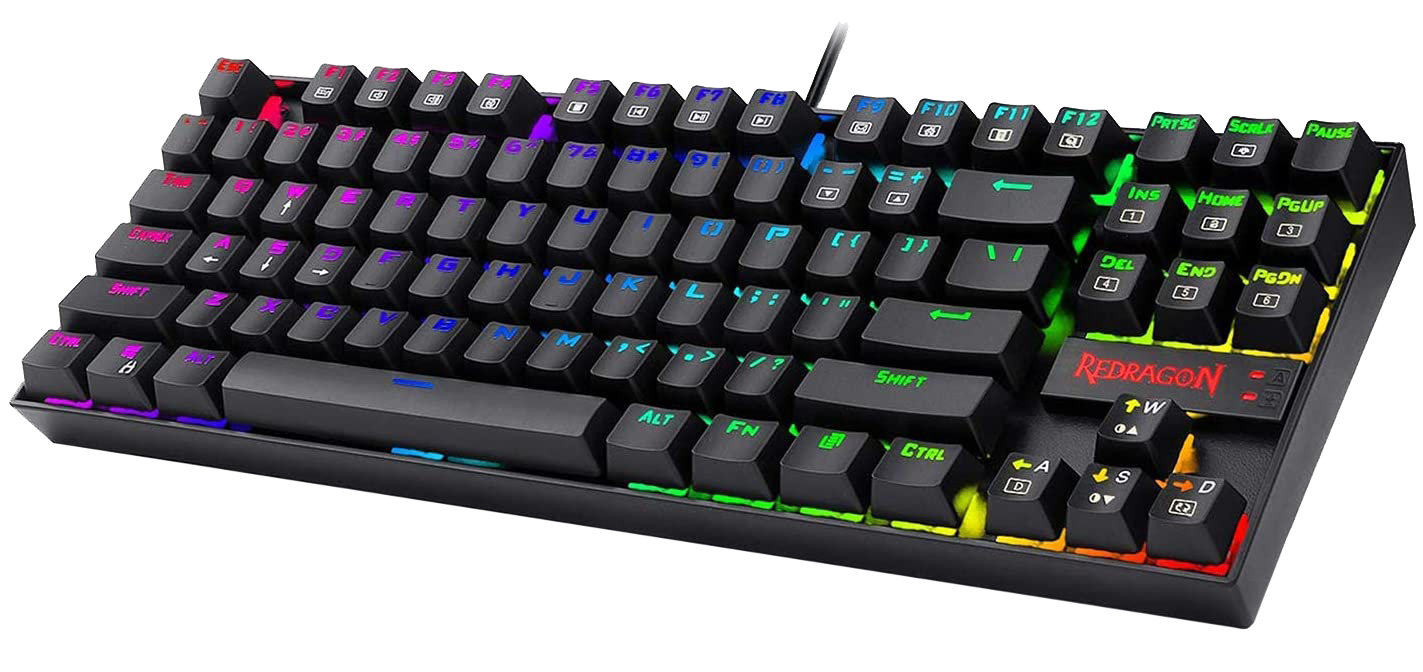Teclado Mecánico Redragon K552 Kumara Rainbow Switch Rojo (Español LA, Negro)